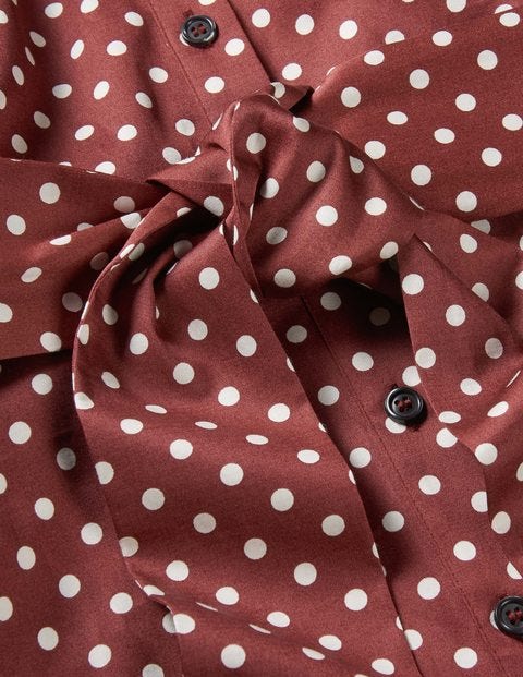 Isodora Midi-Hemdblusenkleid - Rotbraun, Regelmäßige Punkte Isodora Midi-Hemdblusenkleid - Rotbraun, Regelmäßige Punkte