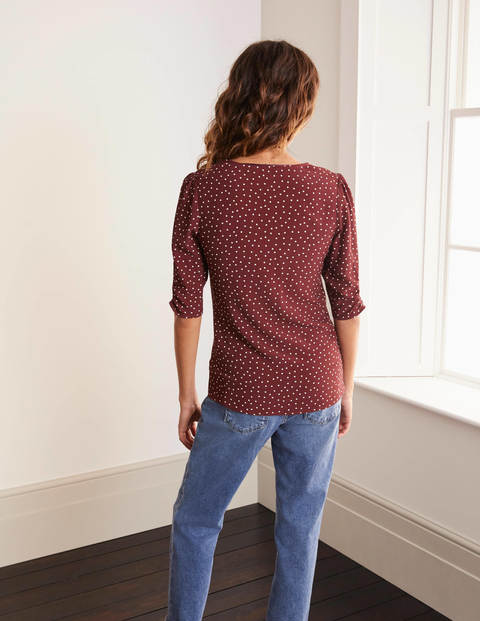 Top froncé Jemima - Pois acajou Top froncé Jemima - Pois acajou