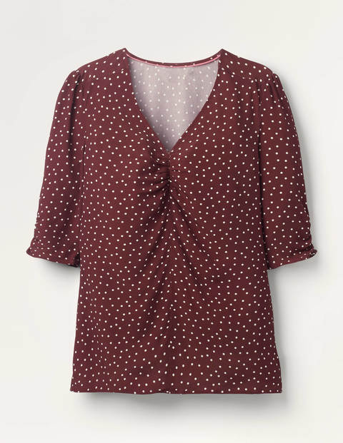 Top froncé Jemima - Pois acajou Top froncé Jemima - Pois acajou