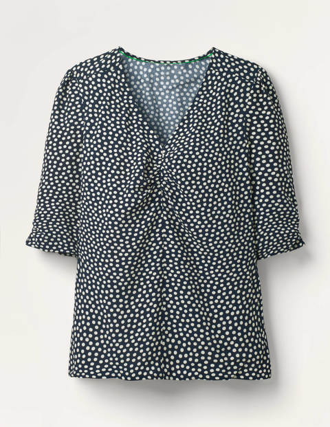 Jemima Ruched Top - Navy, Speckle Spot Jemima Ruched Top - Navy, Speckle Spot