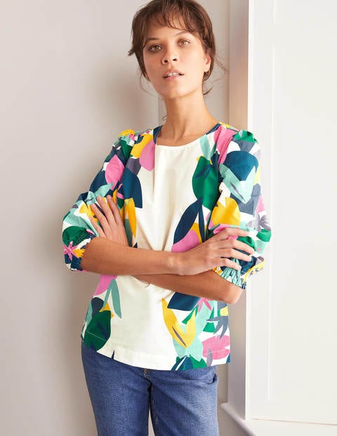 Joanna Top - Ivory, Abstract Palm Joanna Top - Ivory, Abstract Palm