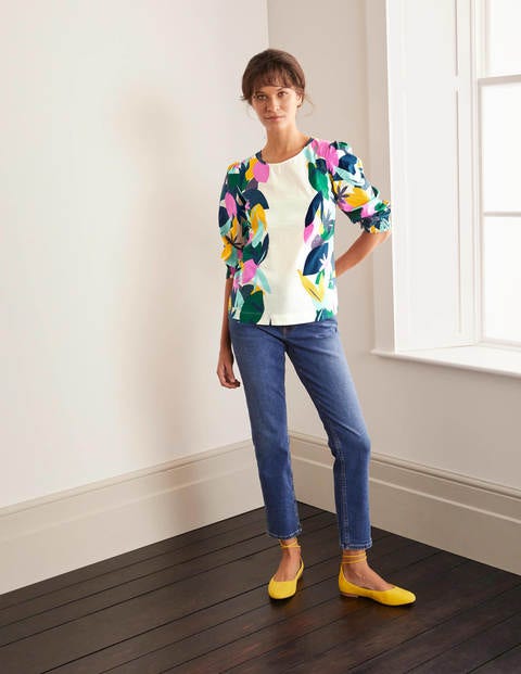 Joanna Top - Ivory, Abstract Palm Joanna Top - Ivory, Abstract Palm