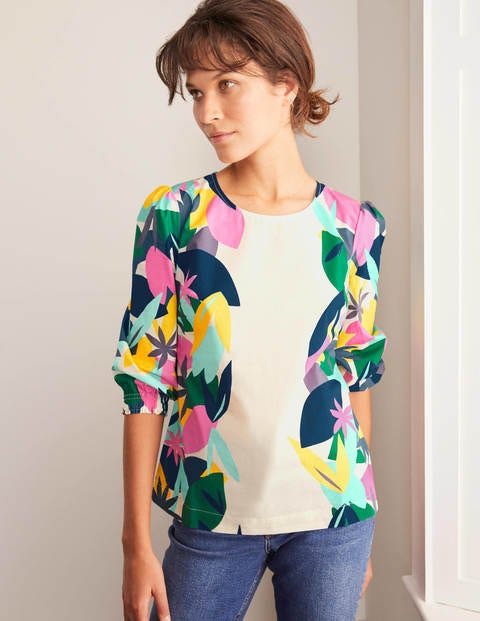 Joanna Top - Ivory, Abstract Palm Joanna Top - Ivory, Abstract Palm