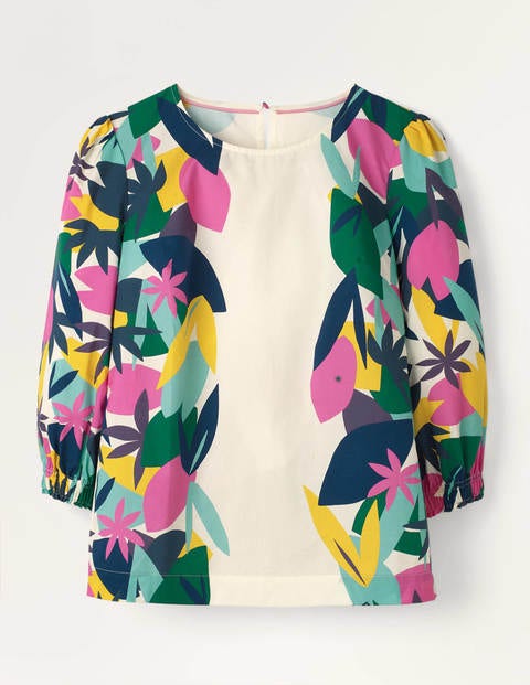 Joanna Top - Ivory, Abstract Palm Joanna Top - Ivory, Abstract Palm