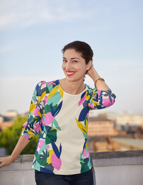 Joanna Top - Ivory, Abstract Palm Joanna Top - Ivory, Abstract Palm