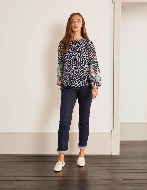 Eleanor Oberteil - Navy, Auffälliges Blumenmuster Eleanor Oberteil - Navy, Auffälliges Blumenmuster