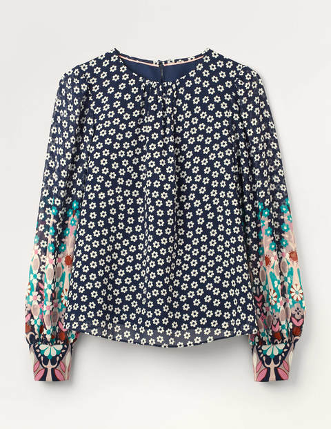 Eleanor Oberteil - Navy, Auffälliges Blumenmuster Eleanor Oberteil - Navy, Auffälliges Blumenmuster