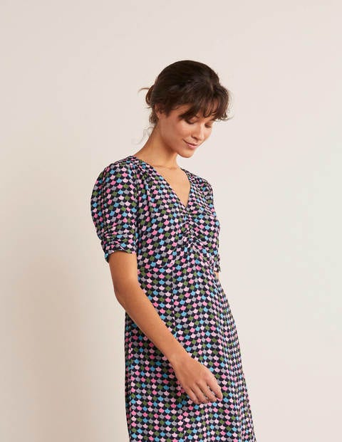 Jemima Ruched Dress - French Navy, Shadow Scallop Jemima Ruched Dress - French Navy, Shadow Scallop