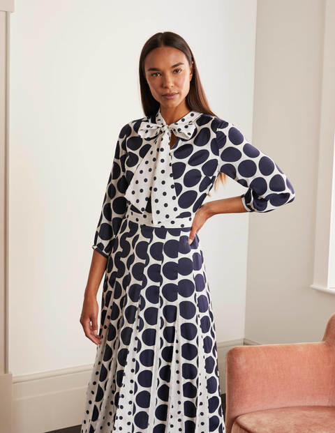 Philippa Midi Dress - Ivory and Navy, Brand Spot Philippa Midi Dress - Ivory and Navy, Brand Spot