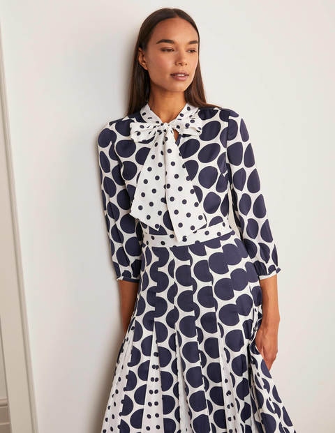 Philippa Midi Dress - Ivory and Navy, Brand Spot Philippa Midi Dress - Ivory and Navy, Brand Spot