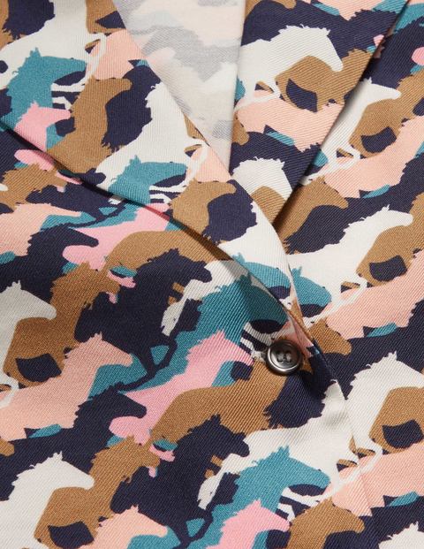 Robe-chemise Otillie - Bleu marine, course de chevaux Robe-chemise Otillie - Bleu marine, course de chevaux
