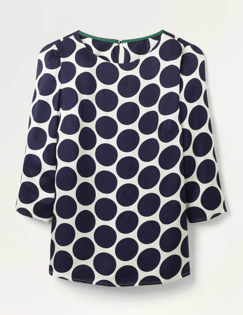 Top Jennifer - Pois Boden ivoire et bleu marine Top Jennifer - Pois Boden ivoire et bleu marine