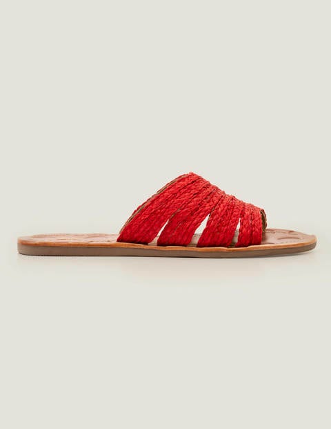 Leonora Raffia Slides - Red Leonora Raffia Slides - Red