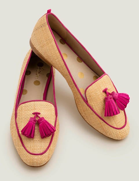 Rebecca Raffia Loafers - Natural Raffia/ Magenta Rebecca Raffia Loafers - Natural Raffia/ Magenta