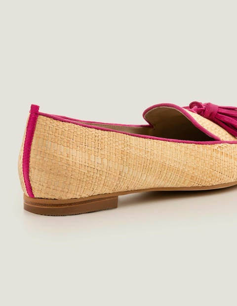 Rebecca Raffia Loafers - Natural Raffia/ Magenta Rebecca Raffia Loafers - Natural Raffia/ Magenta
