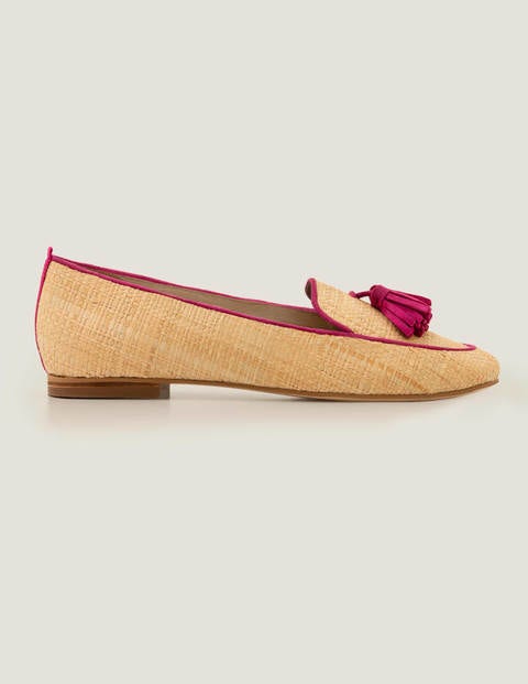 Rebecca Raffia Loafers - Natural Raffia/ Magenta Rebecca Raffia Loafers - Natural Raffia/ Magenta