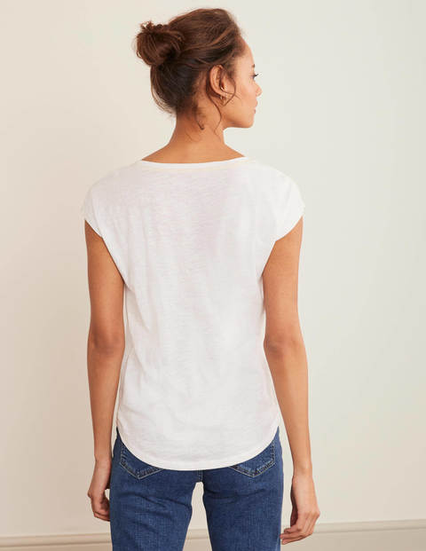 Robyn Jersey Tee - White, Flamingo Robyn Jersey Tee - White, Flamingo
