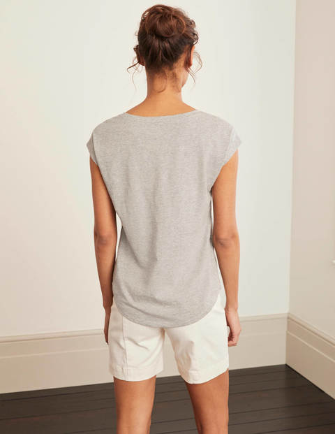Robyn Jersey Tee - Grey Marl, Prawn Cocktail Robyn Jersey Tee - Grey Marl, Prawn Cocktail