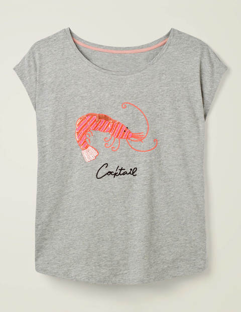Robyn Jersey Tee - Grey Marl, Prawn Cocktail Robyn Jersey Tee - Grey Marl, Prawn Cocktail