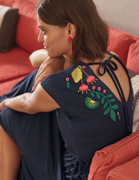 Marcia Embroidered Maxi Dress - Navy Marcia Embroidered Maxi Dress - Navy