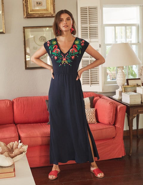 Marcia Embroidered Maxi Dress - Navy Marcia Embroidered Maxi Dress - Navy
