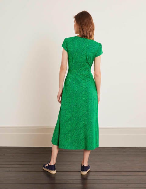 Frances Jersey Midi Dress - Rich Emerald, Tropical Leaf Frances Jersey Midi Dress - Rich Emerald, Tropical Leaf