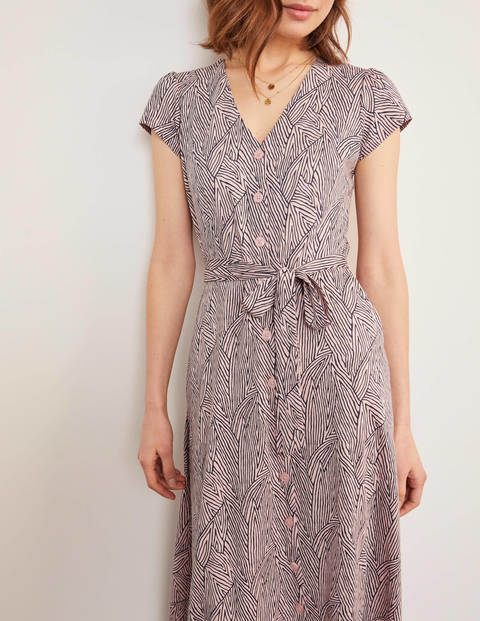 Frances Jersey Midi Dress - Milkshake, Tropical Leaf Frances Jersey Midi Dress - Milkshake, Tropical Leaf