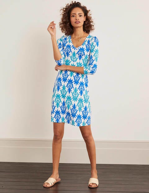 Tori Jersey Tunic - Ivory, Tropical Stamp Tori Jersey Tunic - Ivory, Tropical Stamp