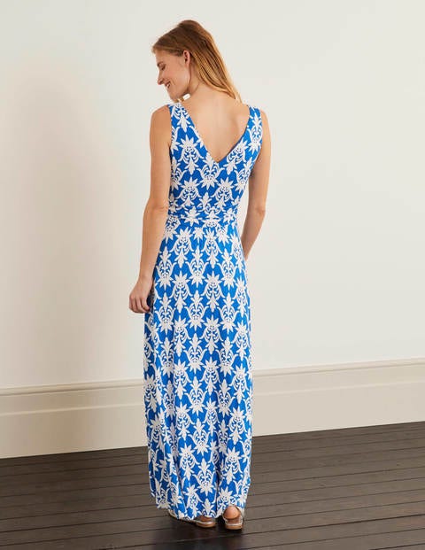 Sienna Jersey Maxi Dress - Bold Blue, Tropical Stamp Sienna Jersey Maxi Dress - Bold Blue, Tropical Stamp