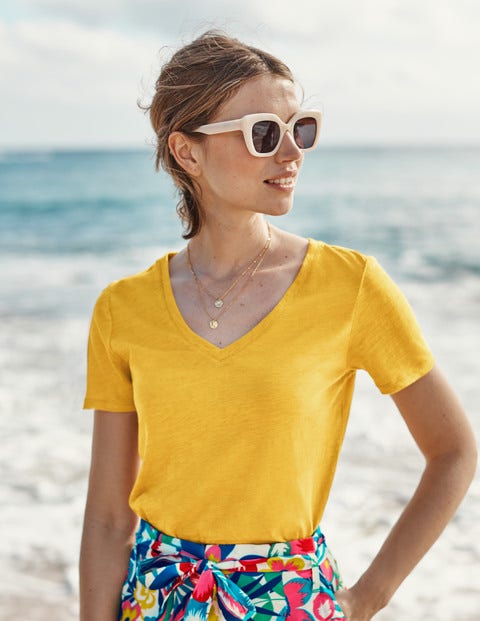 The Cotton V-neck Tee - Tuscan Sun The Cotton V-neck Tee - Tuscan Sun