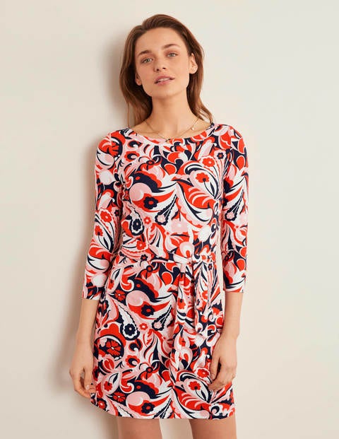 Tunique Sylvia en jersey avec lien à nouer - Motif Sunkissed Floral orange crépuscule Tunique Sylvia en jersey avec lien à nouer - Motif Sunkissed Floral orange crépuscule