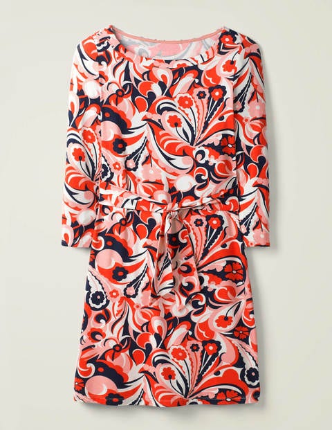 Tunique Sylvia en jersey avec lien à nouer - Motif Sunkissed Floral orange crépuscule Tunique Sylvia en jersey avec lien à nouer - Motif Sunkissed Floral orange crépuscule