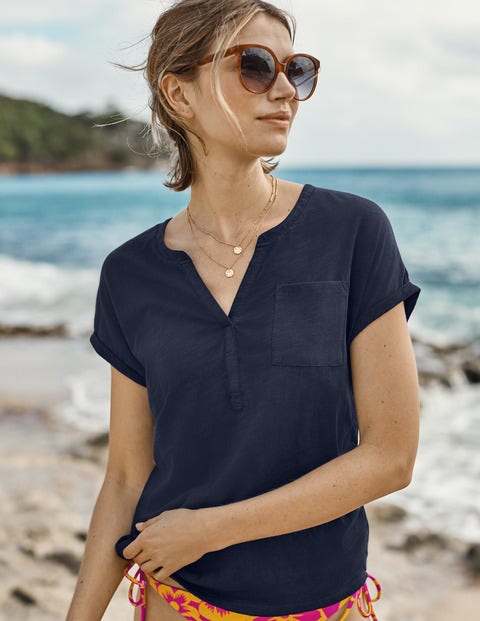 The Cotton Turn Up Cuff Tee - Navy The Cotton Turn Up Cuff Tee - Navy