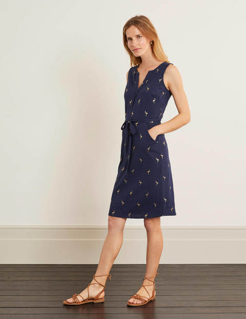 Vanessa Jersey Dress - Navy, Flamingo Foil Vanessa Jersey Dress - Navy, Flamingo Foil