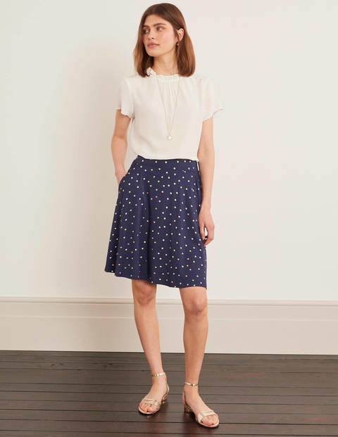 Jupe Edie en jersey - Bleu marine et doré, pois Jupe Edie en jersey - Bleu marine et doré, pois