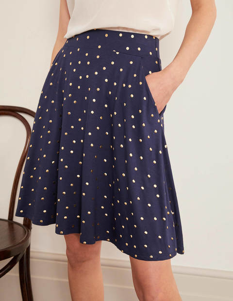 Jupe Edie en jersey - Bleu marine et doré, pois Jupe Edie en jersey - Bleu marine et doré, pois