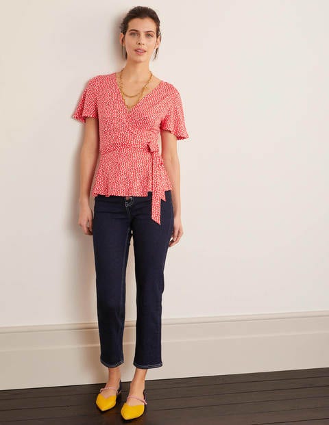 Cassia Jersey Wrap Top - Pop Pansy/Ivory Spot Cassia Jersey Wrap Top - Pop Pansy/Ivory Spot