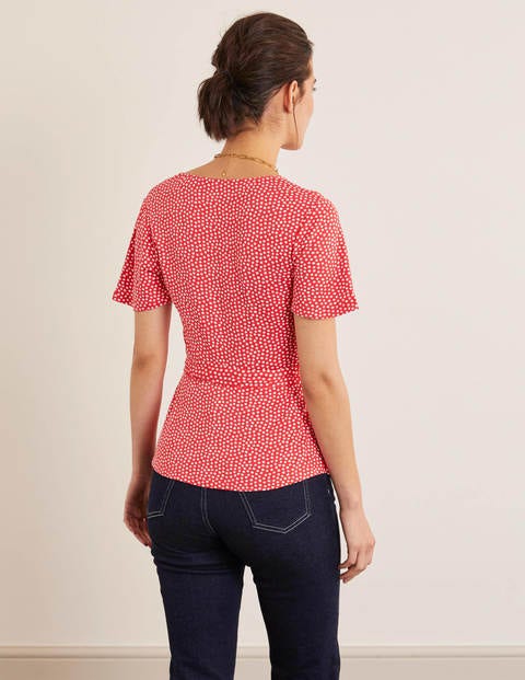Cassia Jersey Wrap Top - Pop Pansy/Ivory Spot Cassia Jersey Wrap Top - Pop Pansy/Ivory Spot