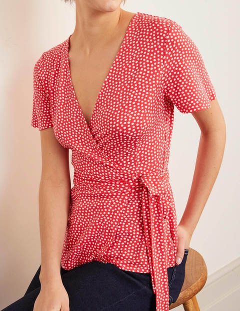 Cassia Jersey Wrap Top - Pop Pansy/Ivory Spot Cassia Jersey Wrap Top - Pop Pansy/Ivory Spot