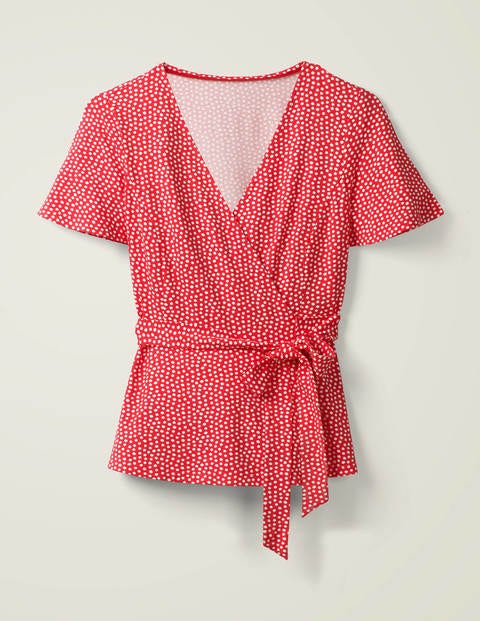 Cassia Jersey Wrap Top - Pop Pansy/Ivory Spot Cassia Jersey Wrap Top - Pop Pansy/Ivory Spot