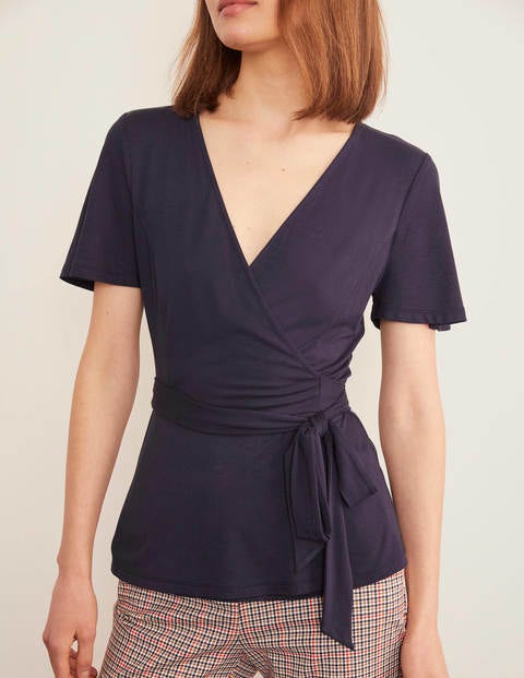 Cassia Jersey Wrap Top - Navy Cassia Jersey Wrap Top - Navy