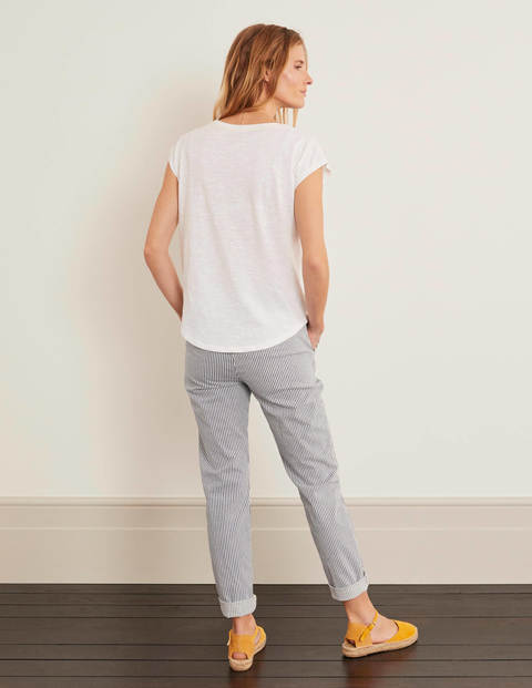 Robyn Embroidered V-Neck Tee - White, Embroidered Ice Creams Robyn Embroidered V-Neck Tee - White, Embroidered Ice Creams