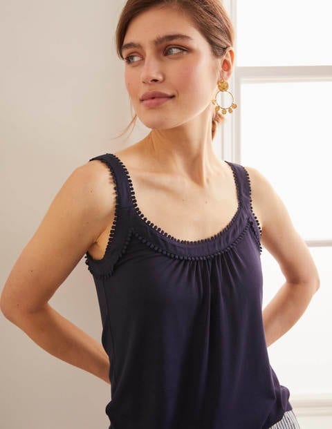 Yolande Pompom Jersey Vest - Navy Yolande Pompom Jersey Vest - Navy