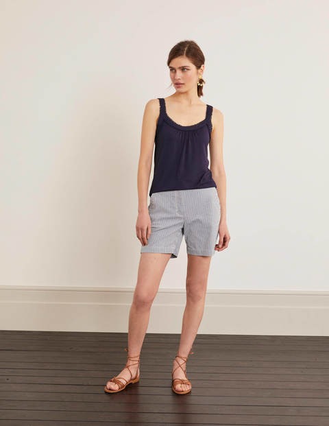 Yolande Pompom Jersey Vest - Navy Yolande Pompom Jersey Vest - Navy