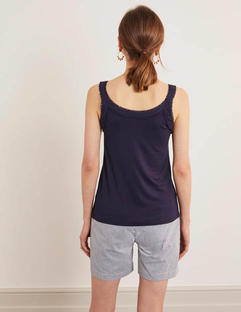 Yolande Pompom Jersey Vest - Navy Yolande Pompom Jersey Vest - Navy