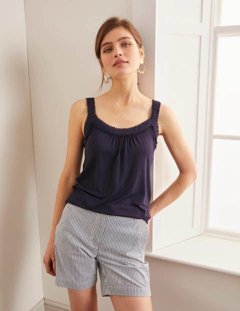 Yolande Pompom Jersey Vest - Navy Yolande Pompom Jersey Vest - Navy