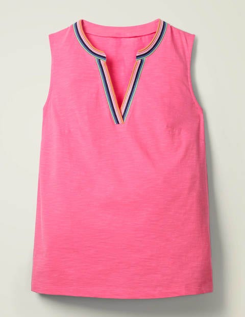 Emma Embroidered Jersey Vest - Bright Camellia Emma Embroidered Jersey Vest - Bright Camellia