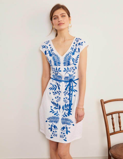 Tanya Embroidered Jersey Dress - White Tanya Embroidered Jersey Dress - White