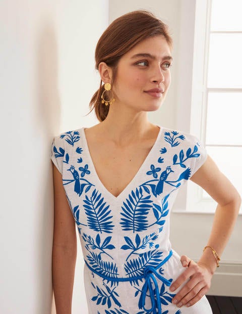Tanya Embroidered Jersey Dress - White Tanya Embroidered Jersey Dress - White