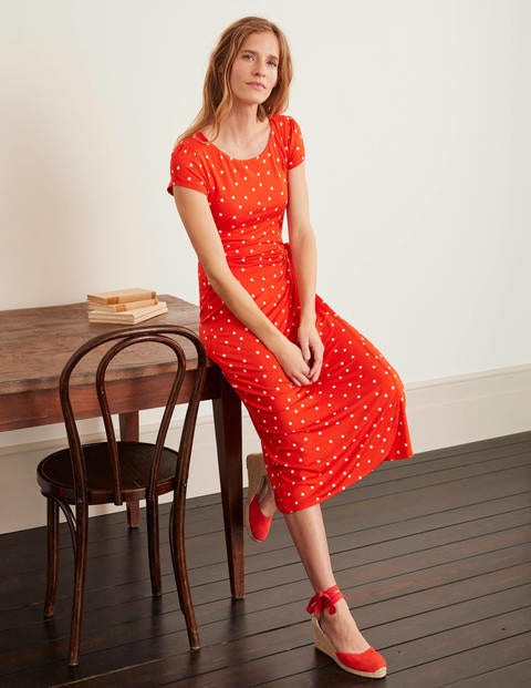 jersey wrap midi dress